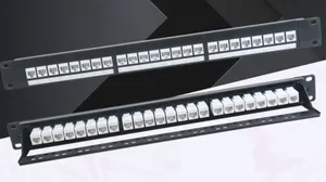 UTP cat.6 24port patch panel 19" 1U , full loaded WH 180°RJ45 Coupler,带托架 (19英寸24孔Pannel,满装白色180°C6 UTP 直通,带托架 ) 华隆48元/pc